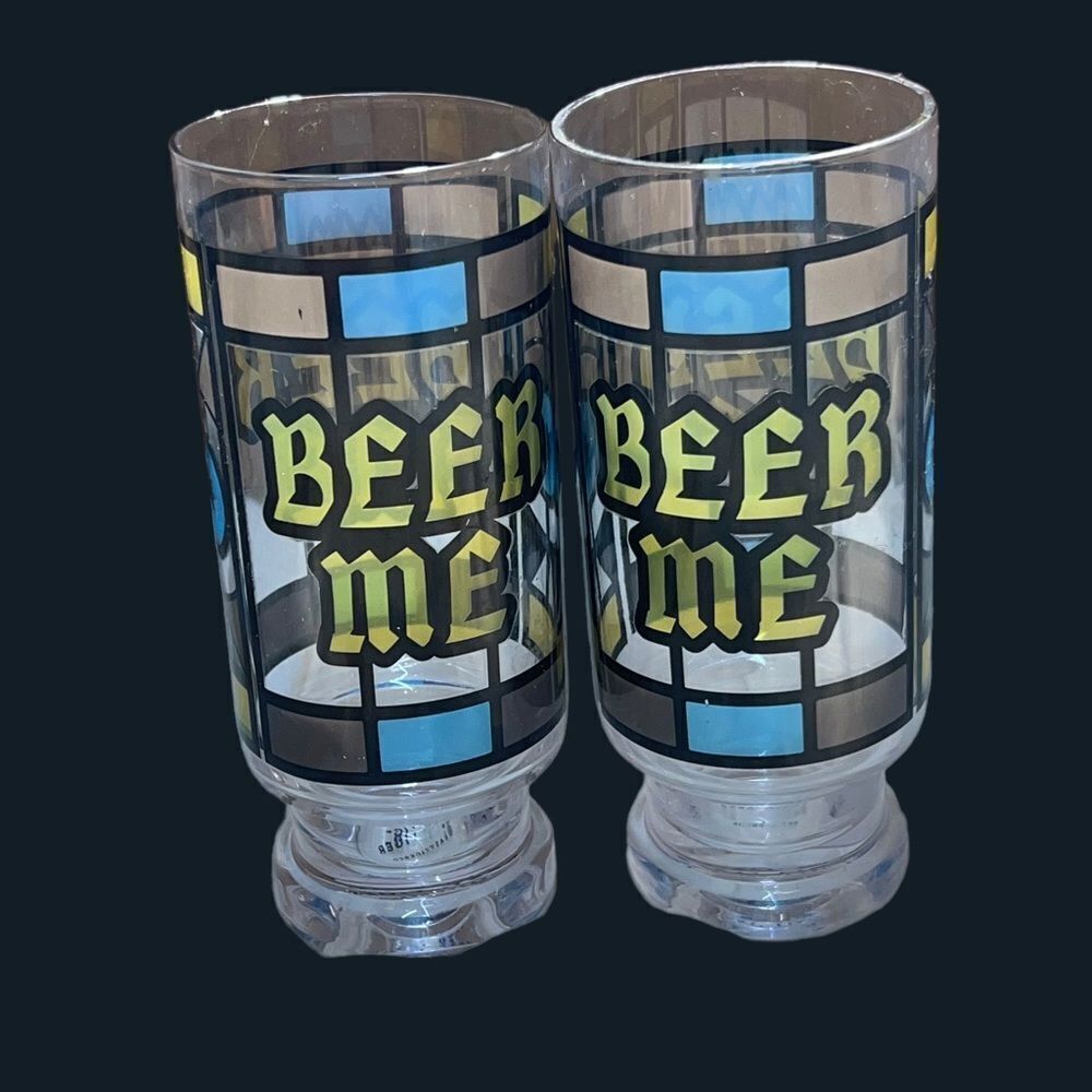 Two beer glasses. Beer me.